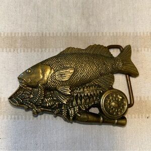Vintage Fish Design gold  Belt Buckle